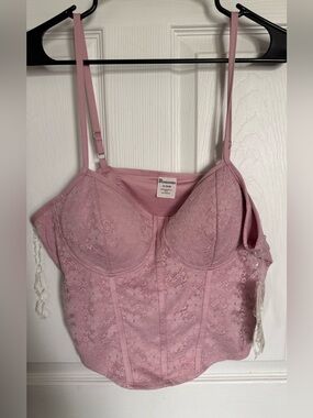 No Boundaries Dusty Pink Lace Bustier Camisole